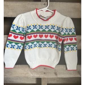 Vintage Hot Fudge 2T Heart Sweater White Knit 1990s